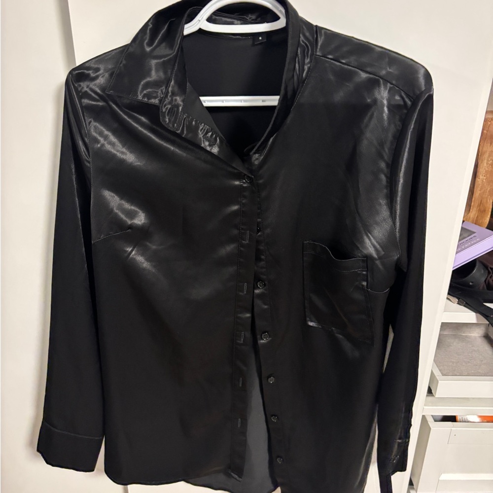 Elegant Black Satin Blouse